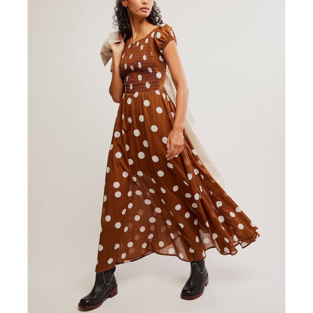 Free People Brown and White Maxi Dress